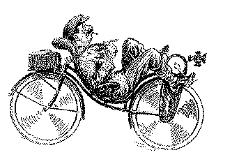 cartoon with rear steered bike